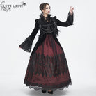 EVA LADY Women's Gothic Stand Collar Floral Embroidered Feather Jacket