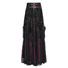 EVA LADY Women's Gothic Tassels Buckle-up Long Skirt Black Red