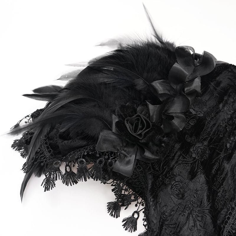 EVA LADY Women's Gothic Tassels Feather Lace Cape