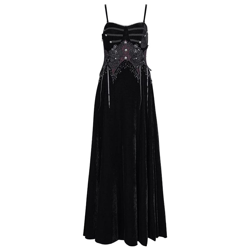 EVA LADY Women's Gothic Tassels Lace-up Slip Dress Wedding Dress