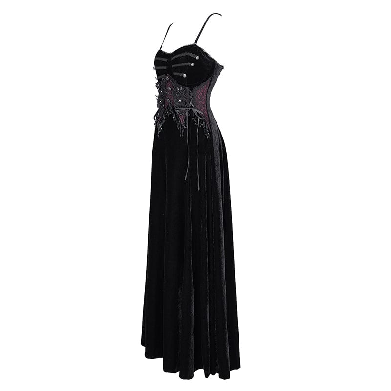 EVA LADY Women's Gothic Tassels Lace-up Slip Dress Wedding Dress