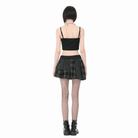 Darkinlove Women's Punk Rivet Plaid Asymmetric Skirt