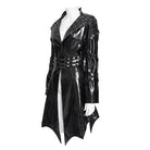 DEVILFASHION Women's Punk Irregular Eyelets & Rings Turn-down Collar Jacket Black