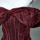 Kobine Custom-made Gothic Bowknot Lacing-up Strapless Tuxedo Red Gown