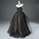 Kobine Custom-made Gothic Strapless Multi-layered Tulle Gown with Spider Chain
