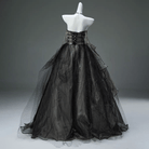 Kobine Custom-made Gothic Strapless Multi-layered Tulle Gown with Spider Chain