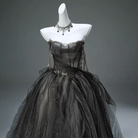 Kobine Custom-made Gothic Strapless Multi-layered Tulle Gown with Spider Chain