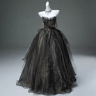 Kobine Custom-made Gothic Strapless Multi-layered Tulle Gown with Spider Chain