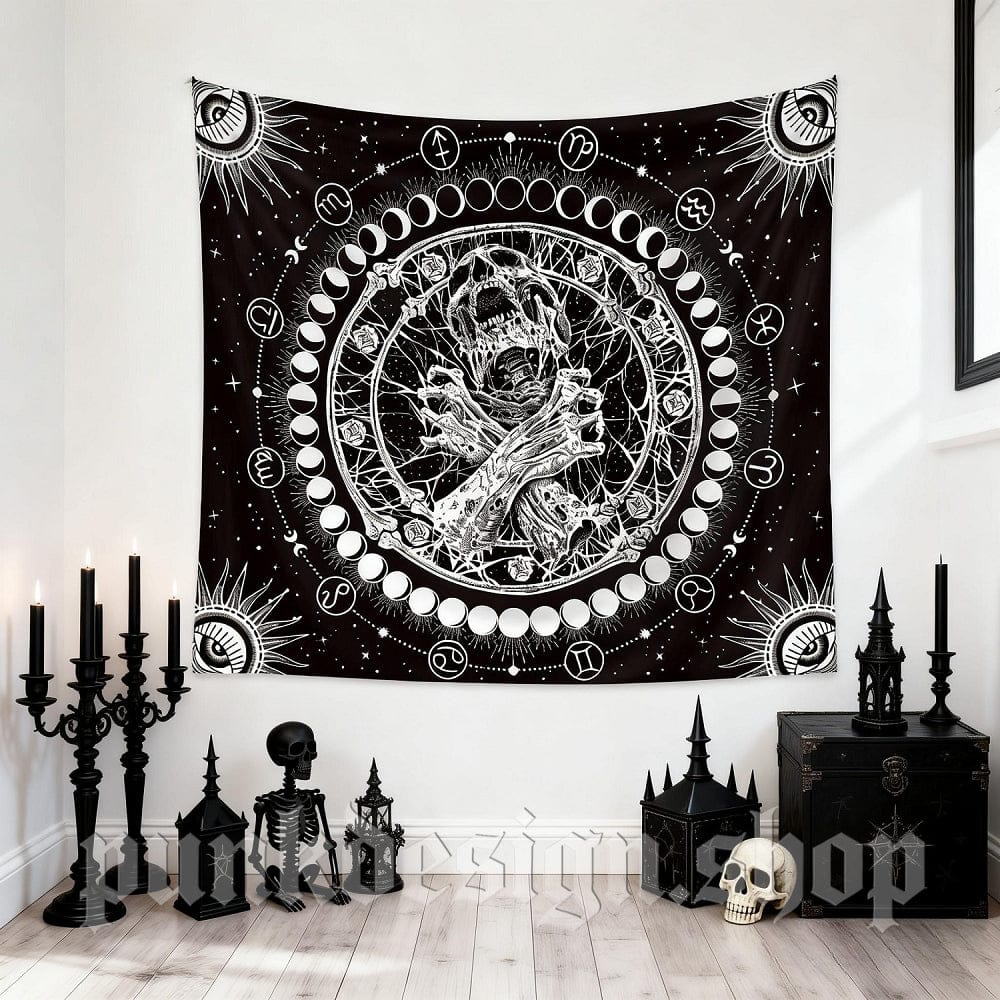 Kobine Home's Gothic Skull Printed Tapestry