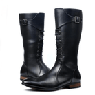 Kobine Men's Buckle Up Zipper Faux Leather Pointed Martin Boots