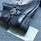 Kobine Men's Faux Leather Suede Pointed Toe Eagle Gusset Harness Ankle Boots