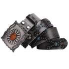 Kobine Men's Gothic Diamante Cross Studded Belt