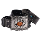 Kobine Men's Gothic Diamante Cross Studded Belt