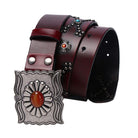 Kobine Men's Gothic Diamante Cross Studded Belt