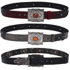 Kobine Men's Gothic Diamante Cross Studded Belt