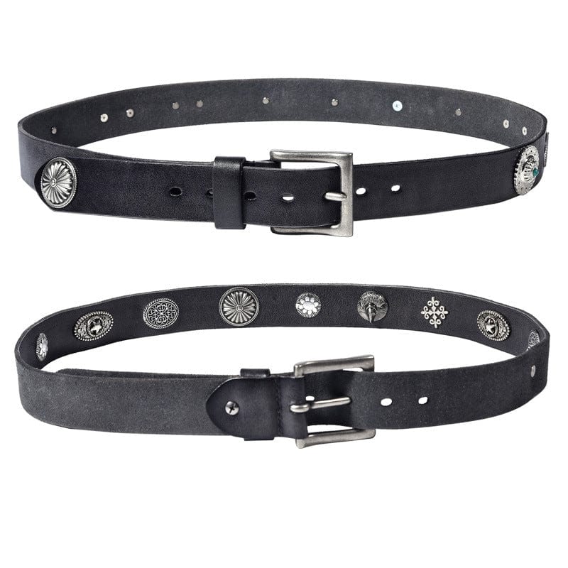 Kobine Men's Gothic Metal Floral Rivet Belt