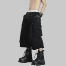 Kobine Men's Grunge High Waist Buttoned Cargo Capri Pants