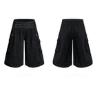 Kobine Men's Grunge High Waist Buttoned Cargo Capri Pants