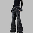 Kobine Men's Grunge Raw Edge Flare Jeans