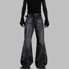 Kobine Men's Grunge Raw Edge Flare Jeans