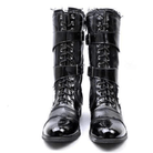 Kobine Men's Military Faux Leather Multi Buckles Martin Boots