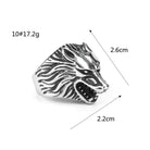 Kobine Men's Punk 3D Roaring Wolf Head Ring