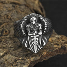 Kobine Men's Punk 3D Sculpted Angel Sword Shield Ring