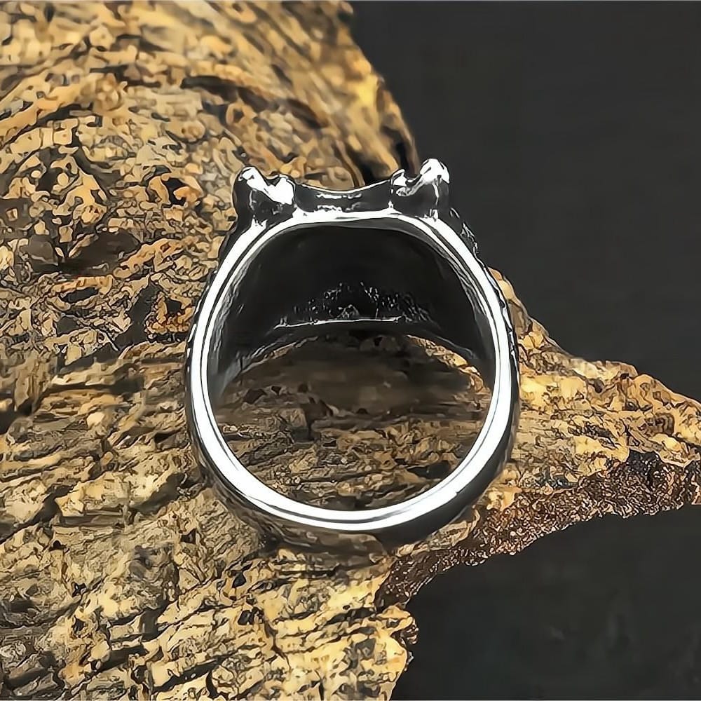 Kobine Men's Punk 3D Wolf Head Ring