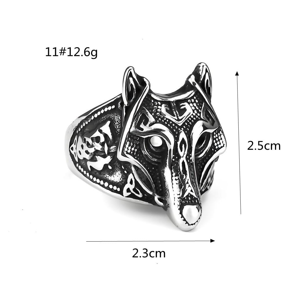 Kobine Men's Punk 3D Wolf Head Ring