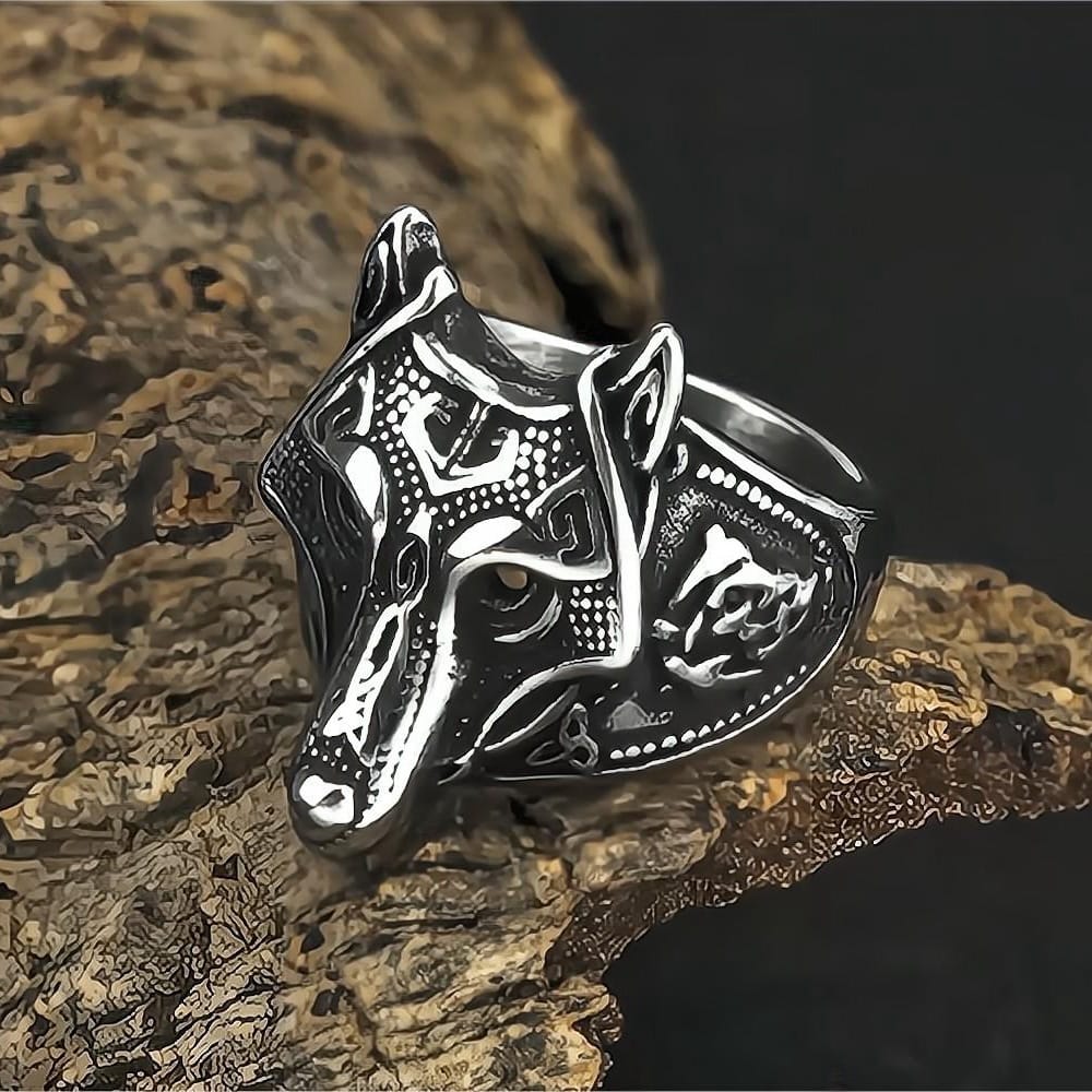 Kobine Men's Punk 3D Wolf Head Ring