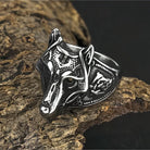Kobine Men's Punk 3D Wolf Head Ring