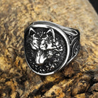 Kobine Men's Punk Antiqued 3D Sculpted Wolf Head Ring