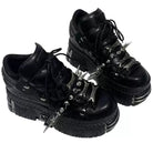 Kobine Men's Punk Black Chunky Platform Shoes with Spikes