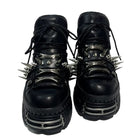 Kobine Men's Punk Black Chunky Platform Shoes with Spikes