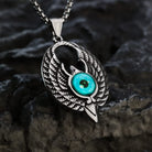 Kobine Men's Punk Blue Eye Eagle Pendant Necklace