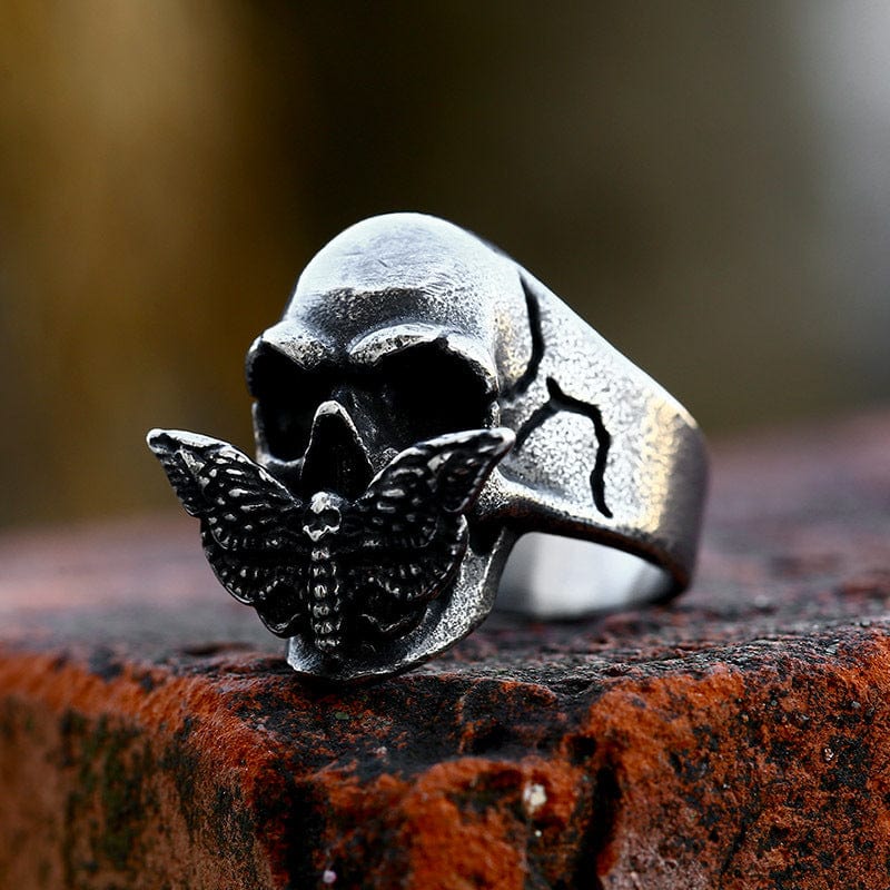 Kobine Men's Punk Butterfly Skull Ring