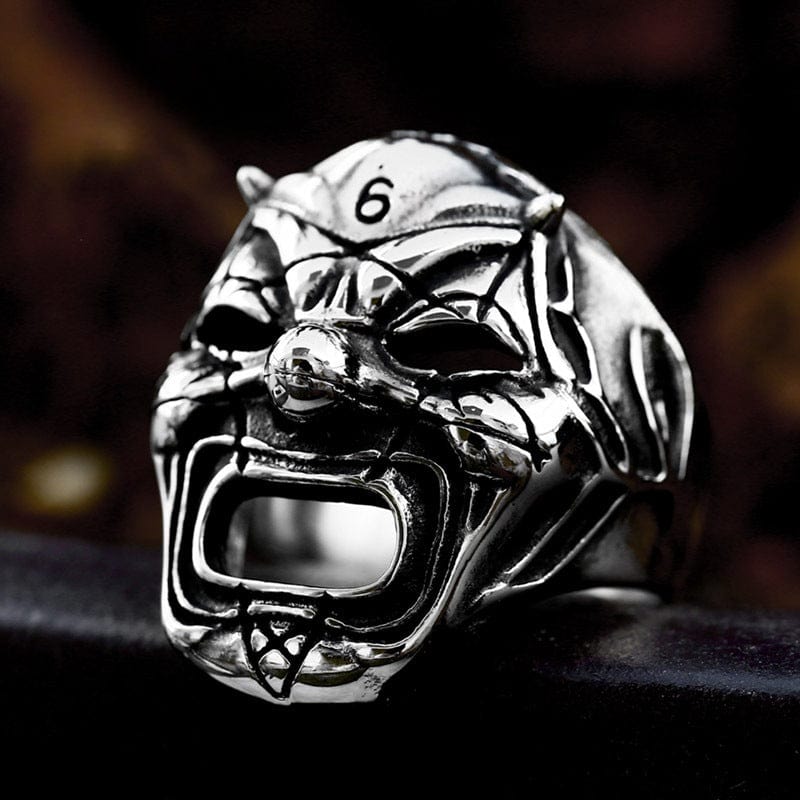 Kobine Men's Punk Clown Skull Mask Ring
