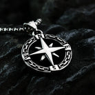 Kobine Men's Punk Compass Pendant Necklace