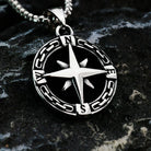 Kobine Men's Punk Compass Pendant Necklace