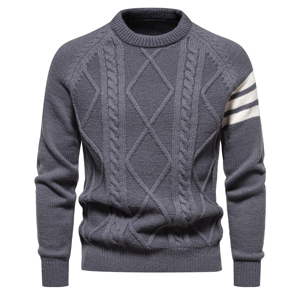 Kobine Men's Punk Contrast Color Diamond Knitted Sweater