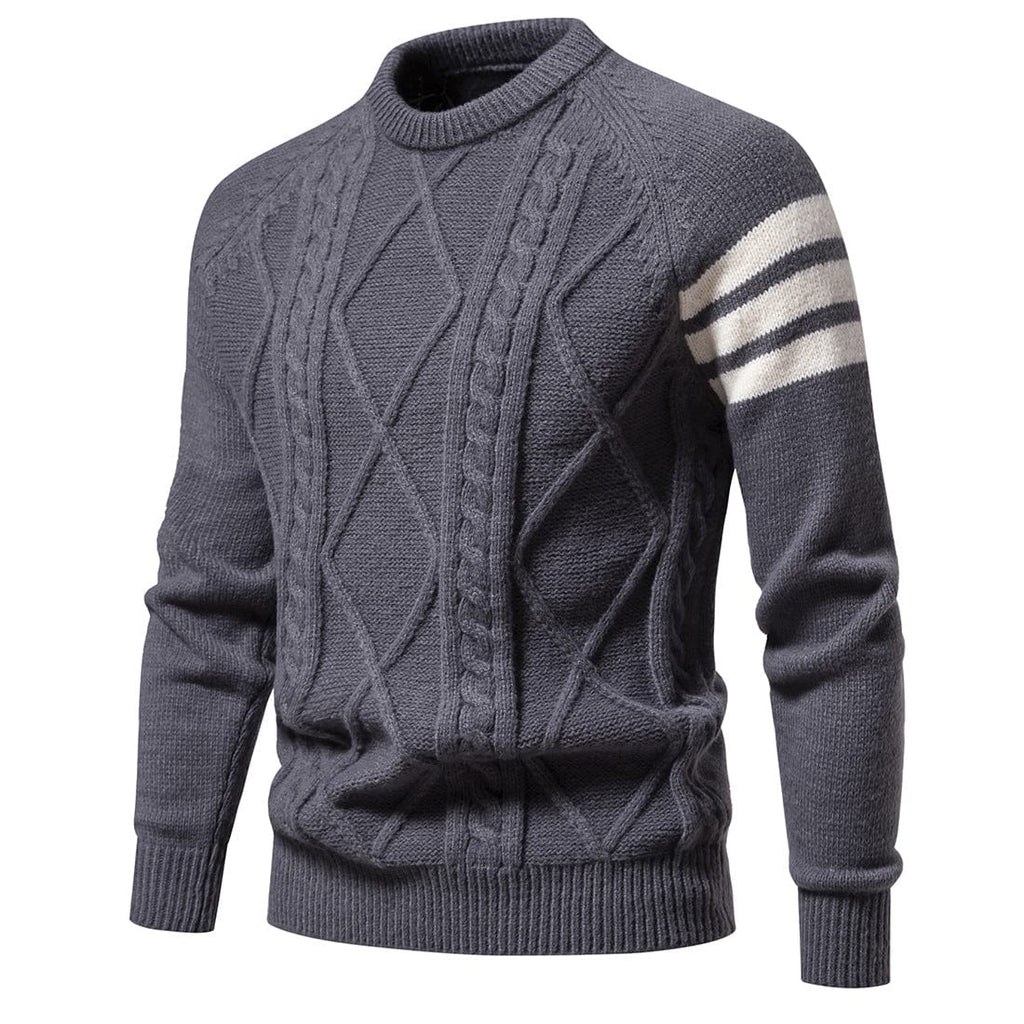 Kobine Men's Punk Contrast Color Diamond Knitted Sweater