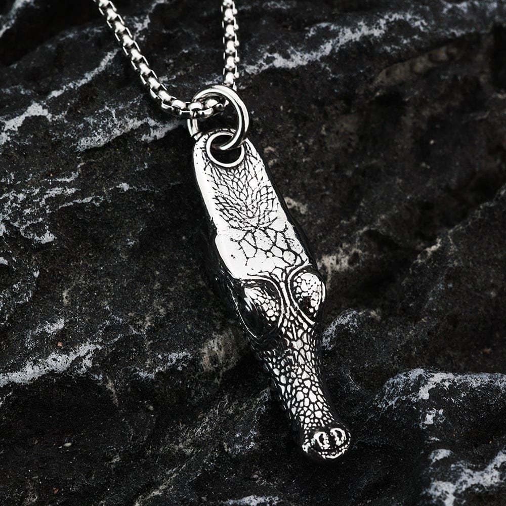 Kobine Men's Punk Crocodile Head Necklace