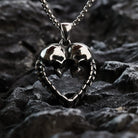 Kobine Men's Punk Cutout Heart Skull Pendant Necklace