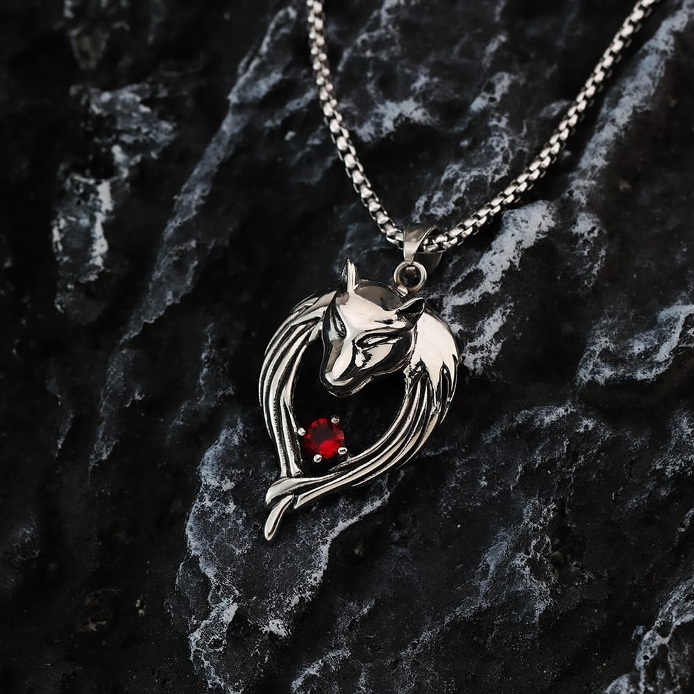 Kobine Men's Punk Cutout Wolf Head Pendant Necklace