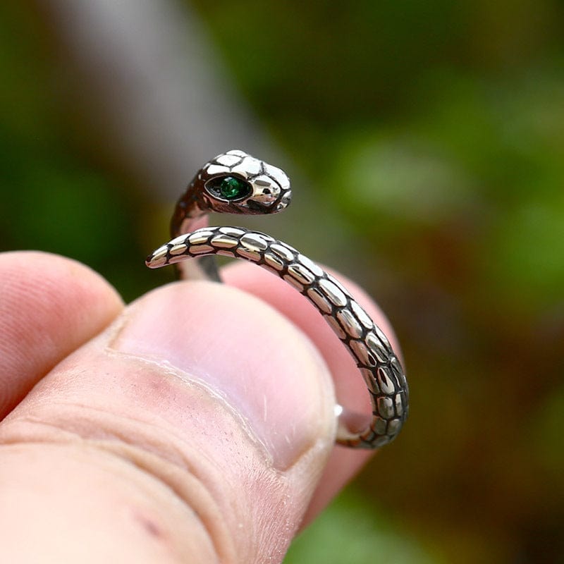 Kobine Men's Punk Diamante Snake Open Ring