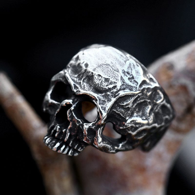 Kobine Men's Punk Distressed Skull Ring