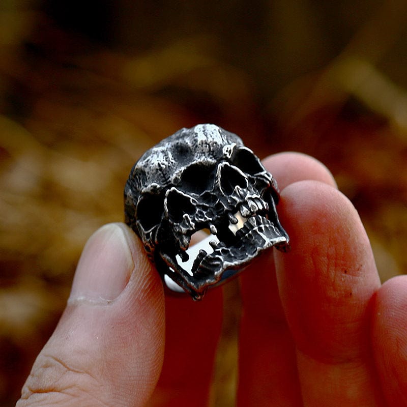 Kobine Men's Punk Double Skull Ring