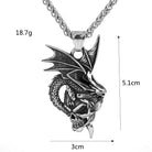Kobine Men's Punk Dragon Skull Necklace