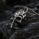 Kobine Men's Punk Flame Skull Pendant Necklace
