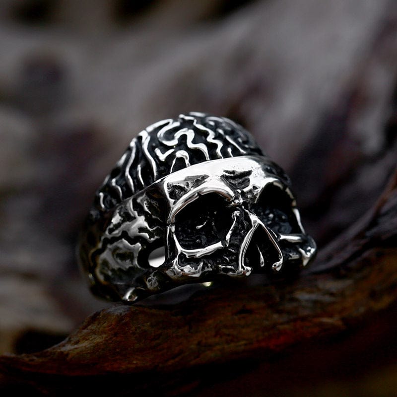 Kobine Men's Punk Half-face Skull RIng